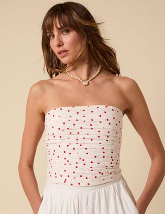 Nobody's Child White Bandeau Polka Dot Felicity Top
