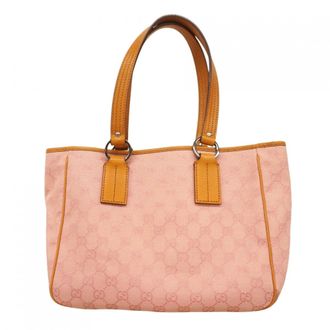 Gucci Brown Pink Canvas Tote Bag (Pre-Owned)
