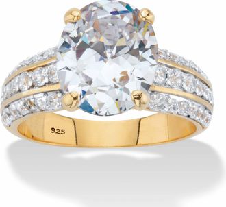 Palm Beach Jewelry 5.96 Cttw. Oval Cubic Zirconia 14k Gold-plated Sterling Silver Engagement Ring