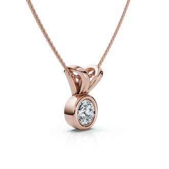 Pompeii3 Dainty Stackable Solitaire Bezel Diamond Pendant 14k Gold Lab Grown EF/VS
