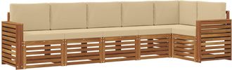 vidaXL Conjunto De Sof&aacute;s De Exterior 6 Uds. Natural Y Beige Poli&eacute;ster Vidaxl