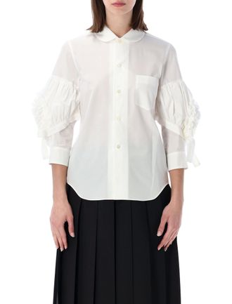 Comme Des Gar&ccedil;ons Cotton Poplin Ruffle Sleeve Shirt