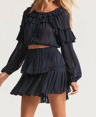 LoveShackFancy Ruffle Mini Skirt In Midnight