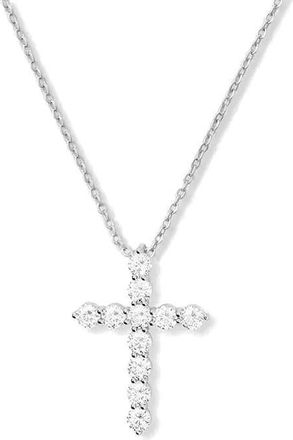 Melinda Maria Oh She Fancy Small Cubic Zirconia Cross Pendant Necklace in Silver-White at Nordstrom