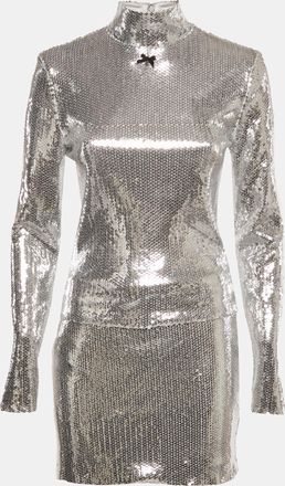 Rotate Silver Sequin Top And Mini Skirt Set