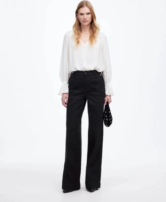 Madewell Womens Madewell Superwide Jeans Black Rinse Denim High Rise Trouser GBO2275