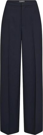 Mos Mosh Klassieke Navy Broek Mmleya Miley Stijl - Dames - Wijde Broeken - Blauw - L - Polyester - Broeken