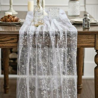 OEM Camino De Mesa De 2 Piezas, 70300cm, Decoraci&oacute;n De Mesa Con L&aacute;mina Dorada, Para Cocina, Fiestas, Cumplea&ntilde;os, Bodas - Plateado