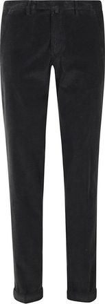 BRIGLIA 1949 Anthracite Corduroy Trousers With Turn-Up Hem