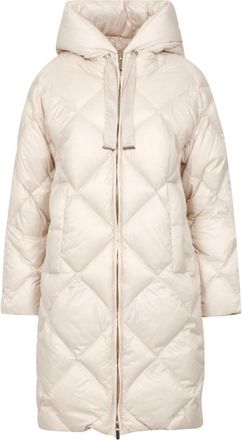 Max Mara Diamond Gewatteerde Donsjas - Dames - Gewatteerde jassen - Beige - M - Leer - Jassen