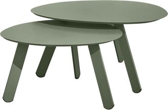 Oviala Juego de 2 mesas de centro nido para jard&iacute;n en color verde caqui