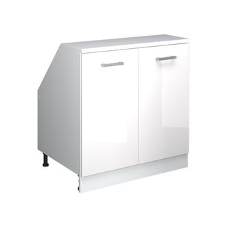 Vicco Armario De Cocina Para Techo Inclinado R-line, Blanco Alto Brillo, 80 Cm Con 2 Puertas, 60 Cm De Profundidad, Vicco