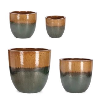 Decorspace Vasi thran Struttura In Terracotta Smaltata Per Esterno Set Da 3