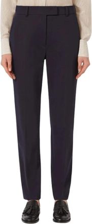 Max Mara Slim Pants - Dames - Slim Fit Broeken - Blauw - XS - Leer - Broeken