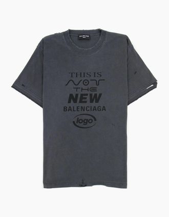 Balenciaga Mens Balenciaga This Is Not The New T-shirt Dark Grey - Size: 38