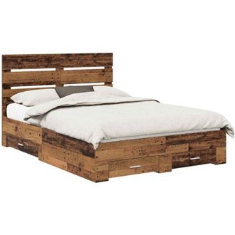 vidaXL Bed Frame with Drawer Old Wood 140 x 190 cm Engineered Wood vidaXL