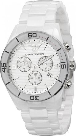 Emporio Armani Ar 1424 Chronograaf Horloge - Heren - Horloges - Wit - ONE Size - Accessoires