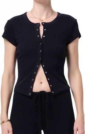 Citizens Of Humanity Tabi Short Sleeve Cardigan In Navy