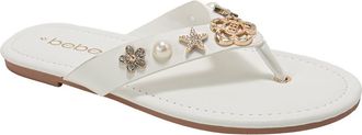 Bebe Flower Charm Thong Sandal in White at Nordstrom Rack, Size 10