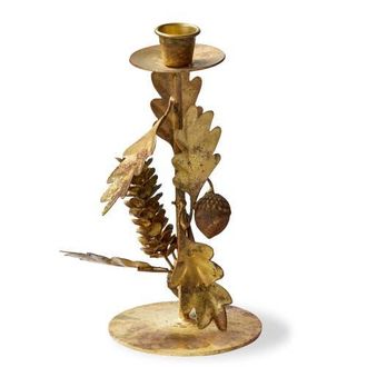 Tag Oak Leaf Acorn Small Taper Candle Holder Antique Brass Gold at Nordstrom