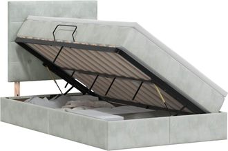 vidaXL Cama Con Almacenamiento Y Colch&oacute;n Gris Claro 120 X 200 Cm Vidaxl