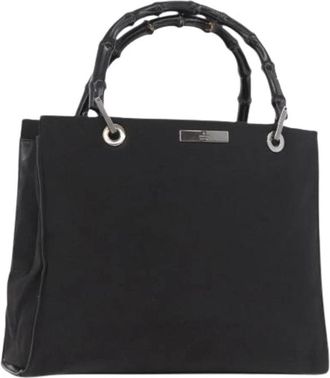 Gucci Pre-owned Vintage Canvas Tote Bag - Dames - Vintage Shopper - Zwart - ONE Size - Leer - Vintage