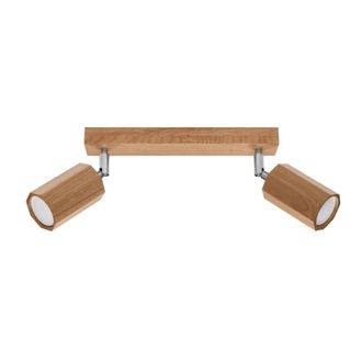 Wonderlamp L&aacute;mpara de techo lineal con 2 focos de madera natural