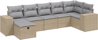 vidaXL Juego De Sof&aacute;s Jard&iacute;n Con Cojines Beige Mezcla 7 Pzas Rat&aacute;n Pe Vidaxl