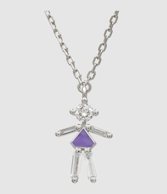 Little Ones Paris Collier Pendentif Fille Argent Summer Lavender 45cm