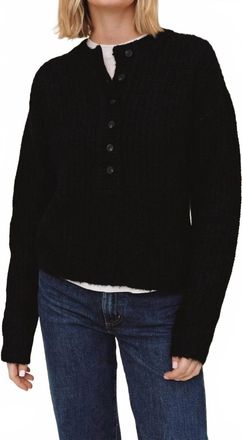 Bella Dahl Button Placket Pullover Sweater In Black