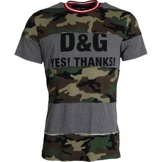 Dolce & Gabbana Multicolor Camouflage Cotton Crew Neck Men T-Shirt Elastane