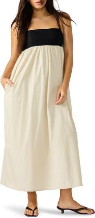 Steve Madden Emmaline Empire Waist Cotton Poplin Maxi Dress in Oatmeal at Nordstrom, Size X-Small