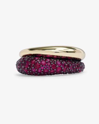 Melinda Maria Womens Norah Pav&eacute; Double Ring In Gold Ruby