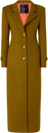 Pinko Long Wool-Cashmere Blend Coat with Classic Lapel and Cinched Waist