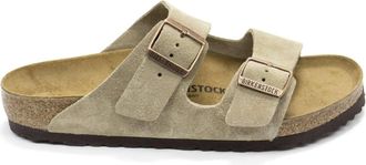 Birkenstock Mens Arizona Suede Sandals In Taupe