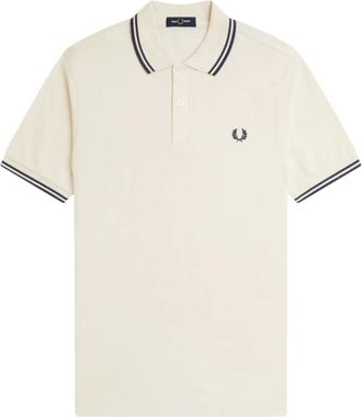 Fred Perry Tops, Heren, Beige, L, Katoen, Double Stripe Polo Shirt