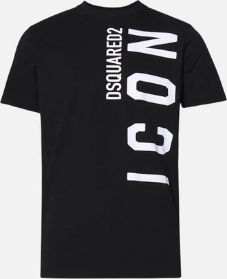 Dsquared2 Mens Dsquared2 black T-shirt Large Icon White Logo - Size: 36