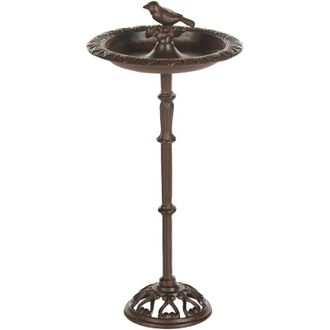 Beliani Bebedero Para P&aacute;jaros De Jard&iacute;n Para Exterior Pileta De Hierro Antiguo Decorativo Marr&oacute;n Swallow