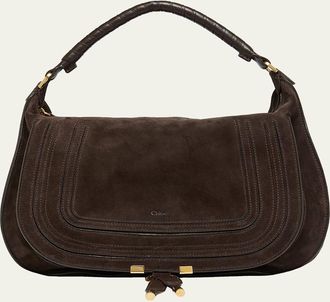 Chlo&eacute; Marcie Large Saddle Shoulder Bag in Suede