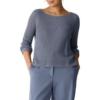 Eileen Fisher Organic Cotton & Silk Ballet Neck Sweater in Flint at Nordstrom, Size Xx-Small