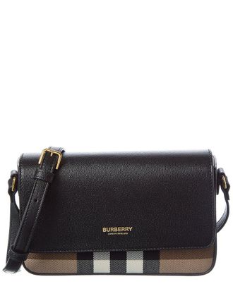 Burberry Hampshire Small House Check Canvas & Leather Shoulder Bag