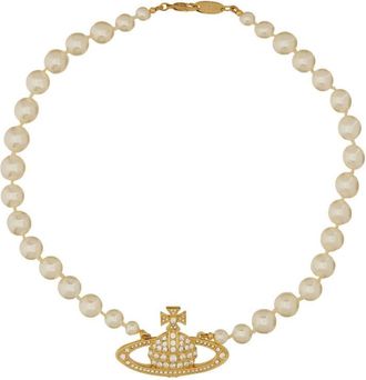 Vivienne Westwood Pearl Choker With Orb Bas-Relief-Donna