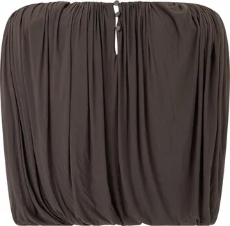 Magda Butrym Womens Sleeveless Pleated Top Brown Cuprammonium Rayon Tops