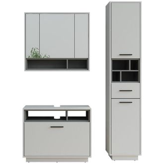 Vicco Set di mobili da bagno Beatrice, Grigio/antracite, 3 parti con colonna