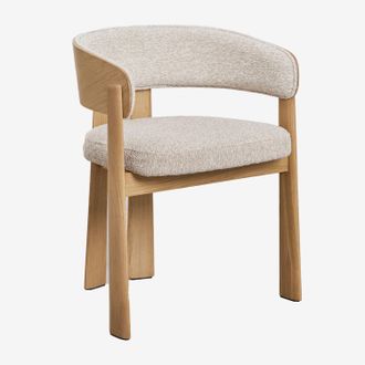 Sklum Pack De 4 Sillas De Comedor Con Reposabrazos Tapizadas Y En Madera De Roble Olea Sklum