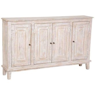Wanderlust Deco Aparador de madera blanco envejecido 152x27x91h cm