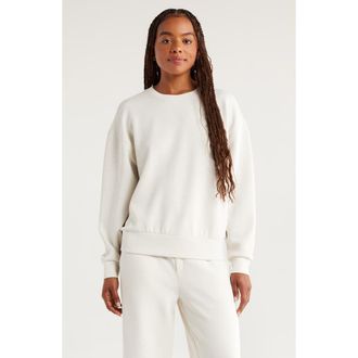 Zella Ultra Soft Boxy Crew Sweatshirt in Beige Ivory Heather at Nordstrom Rack, Size X-Large