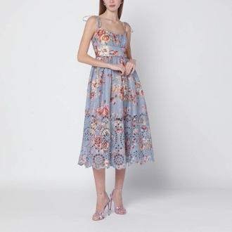 Zimmermann Abito midi con fantasia floreale in lino