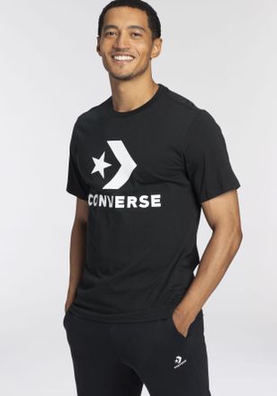 Converse T-Shirt CONVERSE Unisex GO-TO STAR CHEVRON LOGO STANDARD-FIT, Damen, Gr. XXL, schwarz-weiss (schw, wss), Single Jersey, Obermaterial: 100% Baumwolle, 