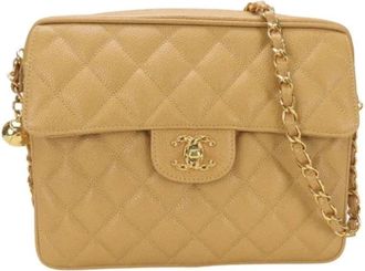 Chanel Pre-owned Fabric chanel-bags - Dames - Vintage Schoudertas - Beige - ONE Size - Leer - Vintage